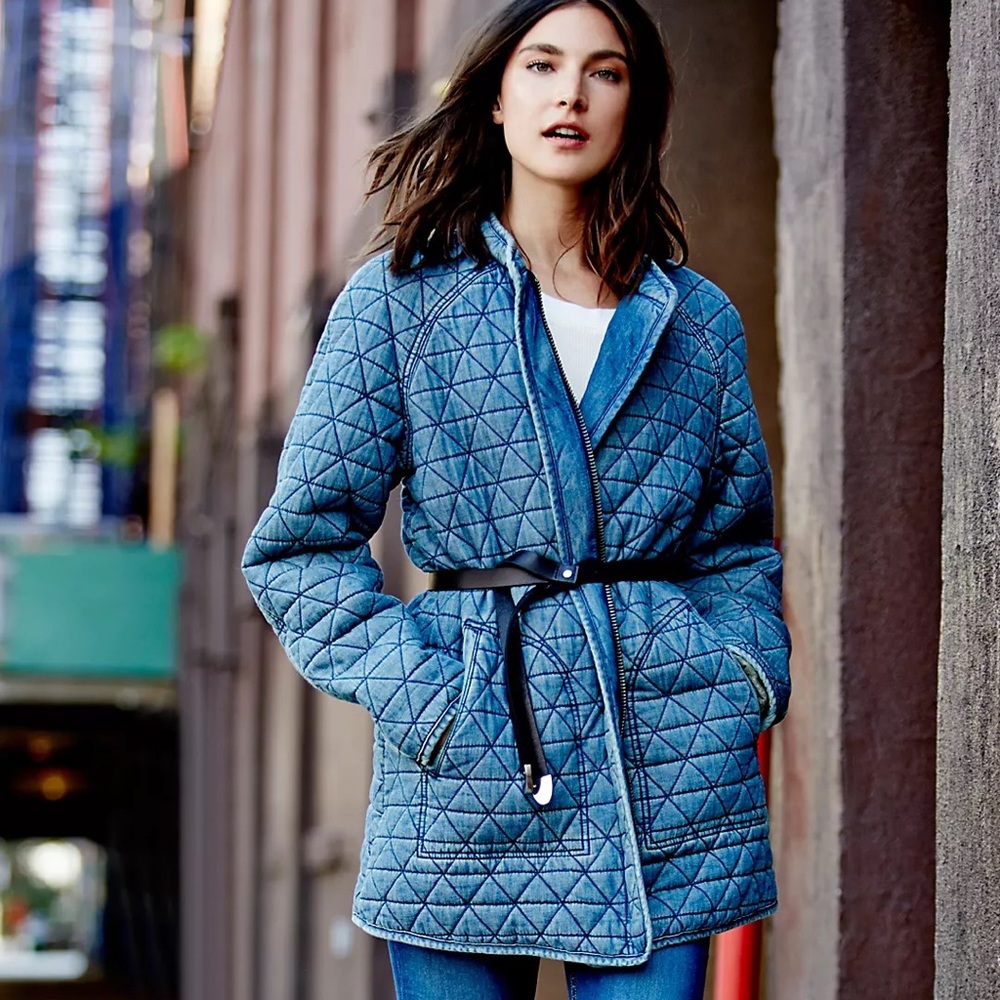 Free People Chambray Quilted Jacket